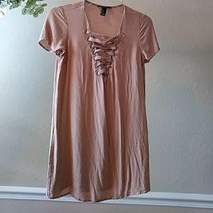 Nude Lace Up Dress